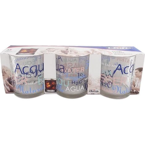 MAURY'S MIX WATER BICCHIERI PER ACQUA 3PZ IN VETRO CON SCRITTA