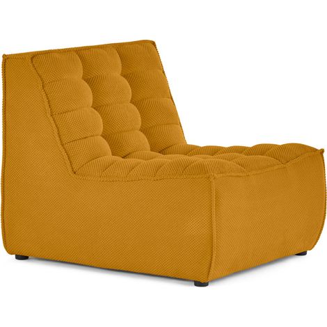 Lisa Design – Fauteuil sans accoudoir en velours texturé jaune – 1 place – Dimensions 76x80x93 cm – Charge max 120 kg – Montage rapide (1/5)