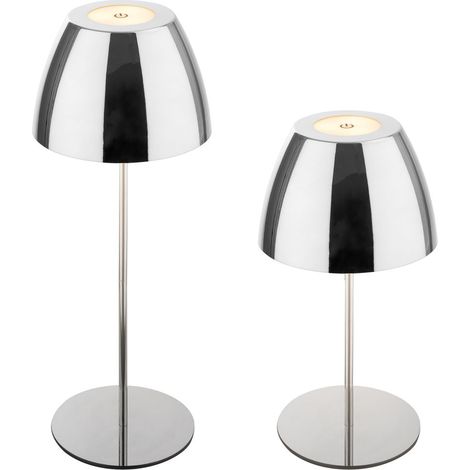 Briloner Serina LED Tischlampe kabellos IP44, Dimmbar, Touch, Kabellos, Spritzwasserschutz, Chrom, Ø13,5 x 36 cm