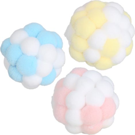 Lot de 3 jouets pour chat : balle interactive en peluche faite main avec clochette, idéale pour l'entraînement à la mastication. (1/5)