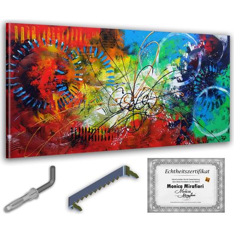 Monica Mirafiori  100% pintado a mano  Cuadro "Esperanza" 140x70cm  Pintura pintada a mano  Pintura acrílica  Cuadro acrílico de gran formato  Arte moderno  Láminas artísticas (1/5)