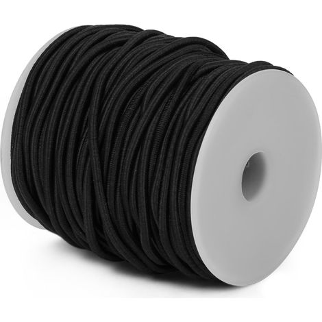 1 Corde élastique,3mm x 30M,Sandow en latex et polyester,Noir,résistant aux UV,pour bâche,remorque,camping