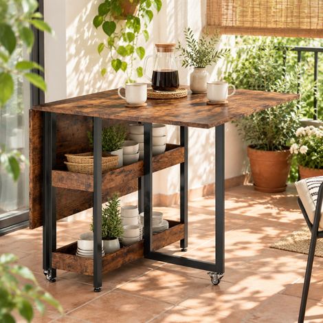 Mesa extensible plegable para 2 a 4 personas 133,4 x 80 x 75 cm marrón rústico DESVIAE (1/5)