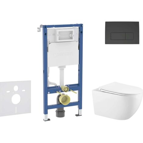 Geberit Duofix - Set Vorwandelement, WC Gaia mit Softclose-Sitz und Delta50-Betätigungsplatte, schwarz matt SANI11CA5118B