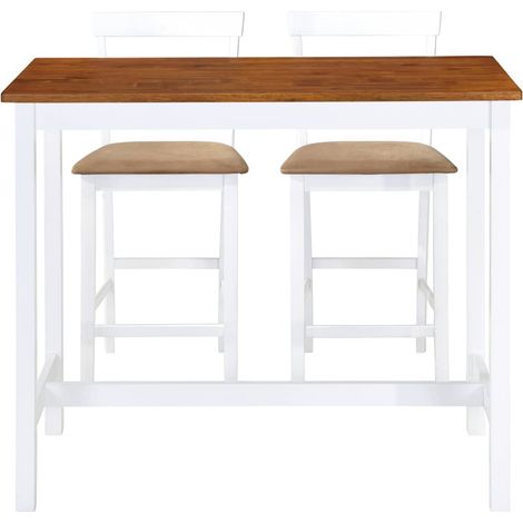 Maison Exclusive - Set Tavolo e Sedie da Bar 3 pz Legno Massello Marrone e Bianco (1/5)