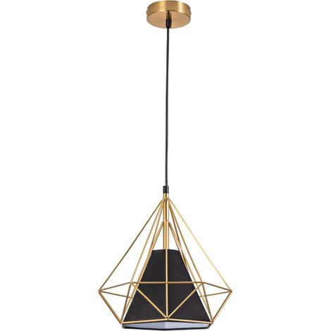 Lampada a sospensione Polux Hira industriale oro/nera E27 Ø28