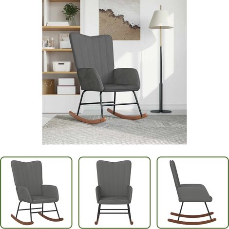 vidaXL Chaise de relaxation - Chaise à bascule Gris foncé Velours (1/5)