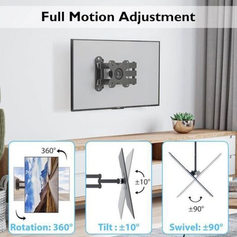 Support mural TV pour moniteur PC universel pivotant et inclinable pour moniteurs plats/incurvés de 13 à 25 Étiquette (1/3)