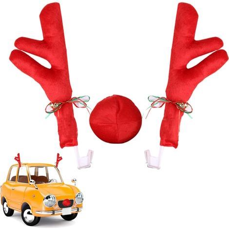 Weihnachts-Rentier-Autodekoration, Rudolph das Rentierkostüm mit der roten Nase für LKW, Van, SUV, Weihnachts-Rentierdekoration mit Geweih und roter Nase (1/5)