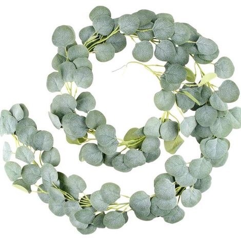 Guirlande artificielle en eucalyptus vert naturel, 2 m, feuillage réaliste et souple, idéale pour décoration murale, mariage ou intérieur (1/5)