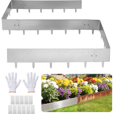 Bordure de Jardin en Acier Corten, Lot de 10 (100x23 cm) avec 11 Plaques de Liaison, Installation Facile, Finition Métallique pour Parterres et Allées (1/5)