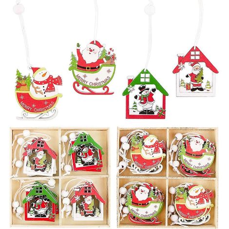 24 Stück hölzerne Weihnachtsanhänger, hölzerne Weihnachtsschilder für Weihnachtsbaumschmuck, DIY-Bastelarbeiten, Partys (1/5)