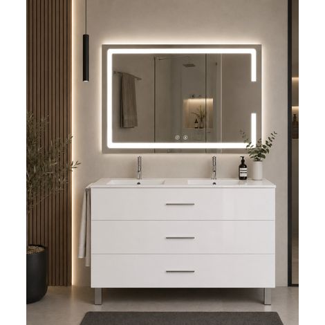 Mueble de baño con lavabo ORIGENBATH RIBERA sin espejo 120x45 cm 2 senos blanco