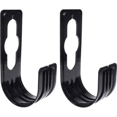 Lot de 2 supports de tuyau d'arrosage - Support de tuyau d'arrosage, crochet de tuyau, support de rangement de tuyau, support de tuyau flexible, crochet de tuyau pour jardin extérieur, noir (1/4)