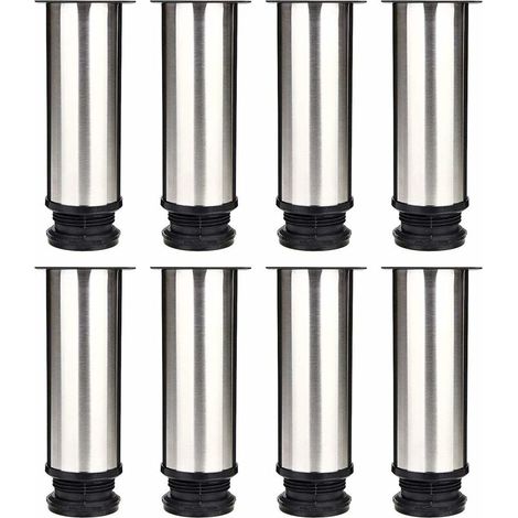 Selected Lot de 8 Pieds de Meubles, Pied Cuisine Réglables Ø 50 mm/Hauteur 150 mm Ronds Métal Acier Inoxydable Canapé Jambe Table Pieds (1/5)