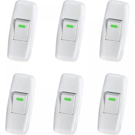 (6 Pack)Interrupteur Lampe, Interrupteur Torpedo, Ligne Cordon Interrupteur, Interrupteur Lampe de Chevet, Interrupteur à Bascule en Ligne pour Lampe de Table de Chevet Remplacement du Bouton Marche (1/5)