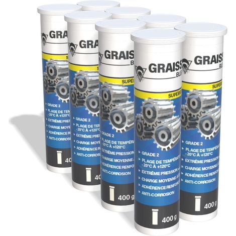 Méduze - 8 cartouches de graisse bleue supérieure 400g - Grade NLGI 2 - Adhérence renforcée - Multifonctions - Extrême pression (1/5)