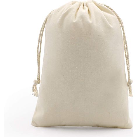 Lot de 20 sacs en mousseline de coton avec cordon de serrage réutilisables pour mariage, fête, anniversaire (13 x 18 cm) Blanc (1/5)