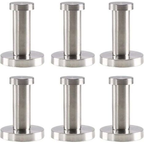 Lot de 6 crochets muraux en acier inoxydable ronds argentés, crochets muraux en acier inoxydable pour salle de bain, 52 mm, crochets muraux pour peignoir, serviette, manteau, chambre à c (1/4)