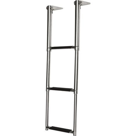 Échelle télescopique pivotante en inox 316 – 3 marches antidérapantes – Largeur 180 mm – Sangle d'attache velcro incluse (1/4)