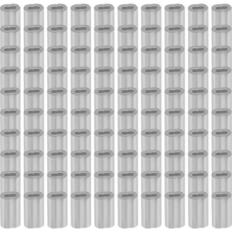 100 manchons à sertir en aluminium pour câbles métalliques-0.9x0.5cm-Silver