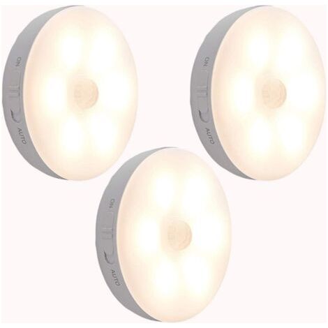 Applique murale avec détecteur de mouvement,veilleuse de placard USB rechargeable-Lumière LED-Lampe à Fonctionne avec piles Pour cabinet,chambre à coucher,armoire,couloir,etc(Lumière chaude,3 (1/5)