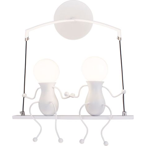 Applique Rétro 2 Lumières Applique Murale D'Intérieur En Métal, Applique Murale Moderne Pour Chambre À Coucher, Bar, Bureau, Blanc
