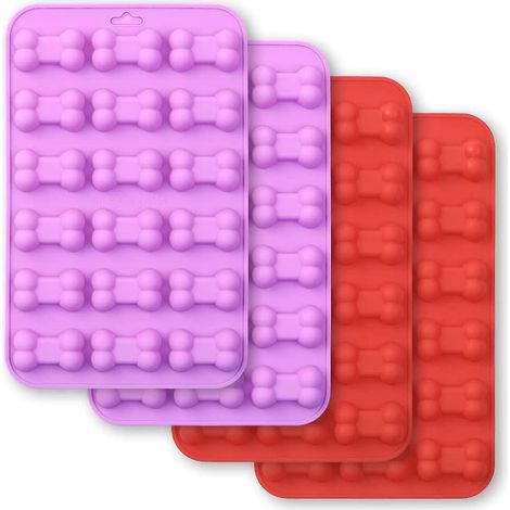 Set mit 4 knochenförmigen Silikonformen – 18 Mulden – lebensmittelecht – für Schokolade, Bonbons, Kuchen, Pudding, Gelee, Hundeleckerlis (1/5)