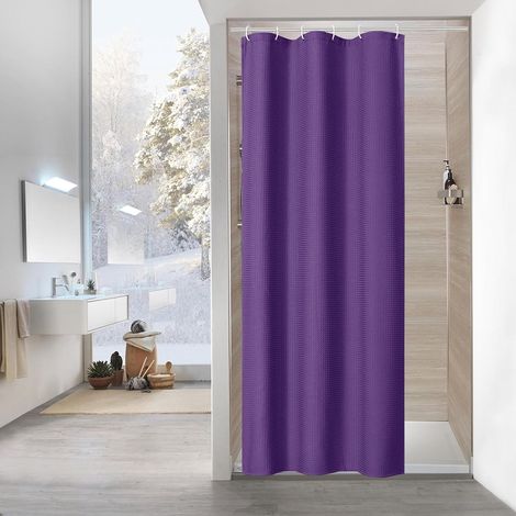 Rideau de douche gaufré violet pour petite cabine 91,4 x 182,9 cm Rideau de douche en tissu de taille moyenne et étroit pour décoration de salle de bain Ensemble de rideau de douche (1/5)