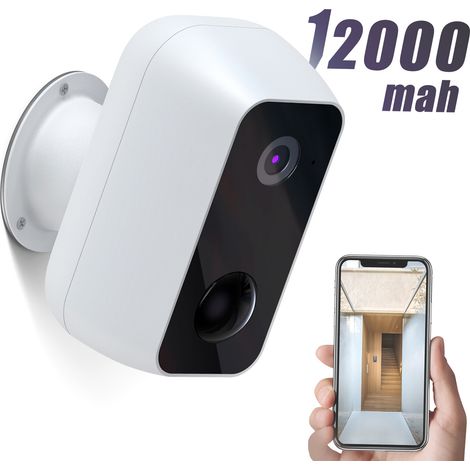 Caméra de sécurité extérieure sans fil LTTENY avec Wi-Fi, alimentée par batterie rechargeable, vision nocturne 1080p, étanche, détection de mouvement PIR, audio bidirectionnel, compatible avec le stoc