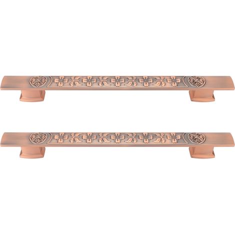 Lot de 2 poignées de porte rétro en alliage de zinc, style européen vintage, pour portes de placards de cuisine et de salle de bain, rouge rétro.