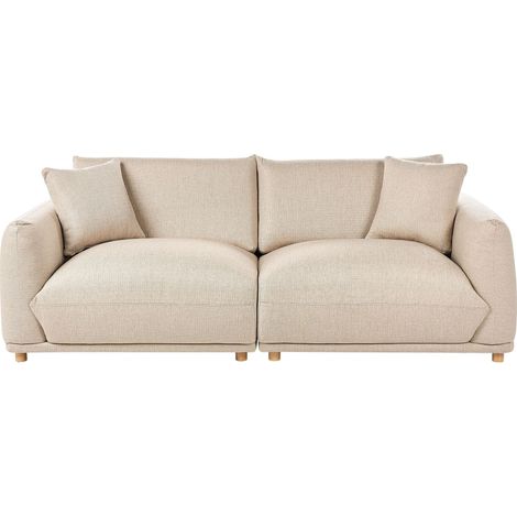 Sofa 3 Seater LUVOS Fabric Light Beige (1/5)
