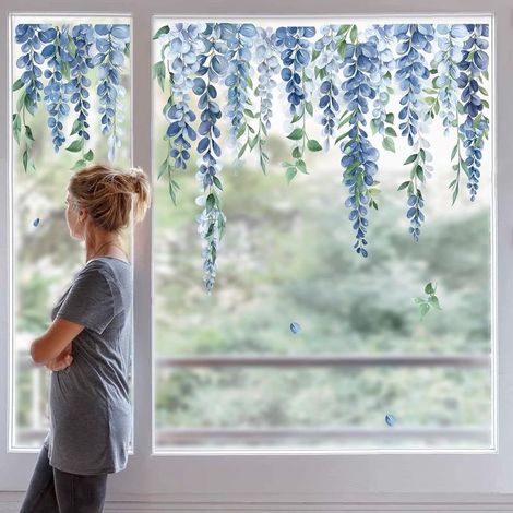 Autocollants Fenêtre Fleurs été Printemps AntiCollision Stickers Suspendues Fleurs Bleu Stickers Vitre AntiAdhésifs Fenêtre Porte Salle de Bain Décalques (1/5)