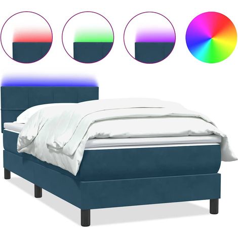 Maison Exclusive - Letto a Molle con Materasso e LED Blu Scuro 80x220 cm Velluto (1/5)