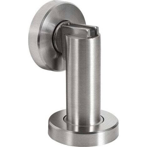 Butoir de porte magnétique MS010 en aspect acier inoxydable - Butée de porte ,avec matériel de fixation au sol et au mur - Bloc Porte aimanté - Ø 5cm, Hauteur 8,4cm --Crezuo