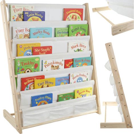 Estantería infantil de 6 baldas de madera y tela, 79 x 62,5 x 30 cm (1/5)