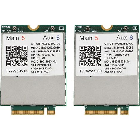 2 modems LTE 4G WWAN M.2 150 Mbps (Lt4120 X5 LTE T77W595 796928-001) pour HP Elite X2 840 850 G3 640 650 645 G2 (vert) (1/5)