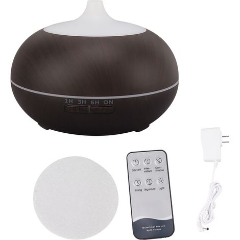 550-ml-Ultraschall-Diffusor für ätherische Öle mit Fernbedienung – Holzoptik – Luftbefeuchter für Räume – 110–240 V (US-Stecker)