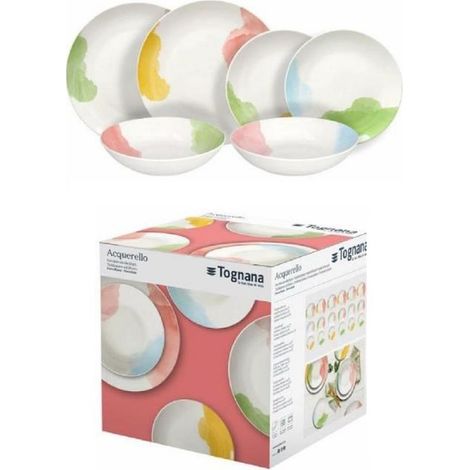 Servizio di Piatti da Tavola in Porcellana Acquarello Madison 18 Pezzi (1/3)