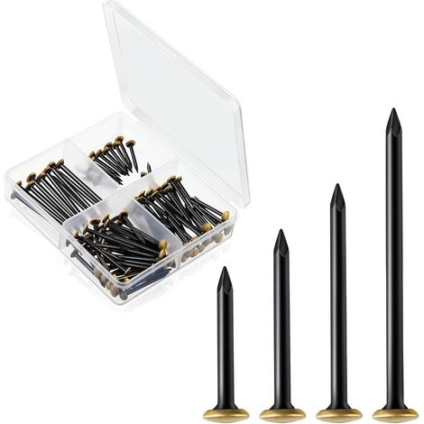 Lot de 120 clous pour tableau (20/25/30/40 mm) Acier au Carbone Tête Dorée (1/5)