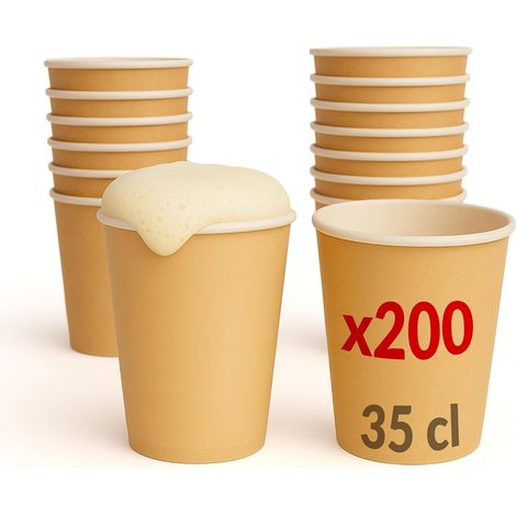 200 Verres à bière en Carton 35 cl Esprit Kraft - Gobelet Carton Recyclable - Bières - Boisson fraiche - Idéal pour Fêtes et Événements (1/5)