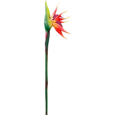 Fleurs artificielles Oiseau de Paradis, plantes décoratives réalistes et permanentes, fausses fleurs de paradis pour l'intérieur, coucher de soleil rouge (1/5)
