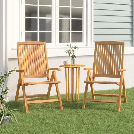 vidaXL Sillas plegables reclinables, 2 unidades, de madera maciza de teca. (1/5)