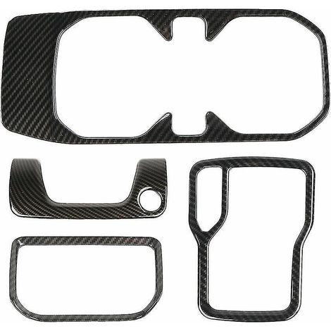 Garniture de cache-trou de serrure pour porte-gobelet de levier de vitesse, accoudoir et boîte à gants pour Wrangler JL JT 2018-2022, ABS et fibre de carbone. (1/5)