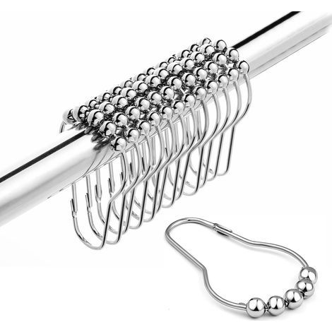 Crochets de rideau de douche, anneaux de fixation pour rideau de douche (lot de 14) (1/5)