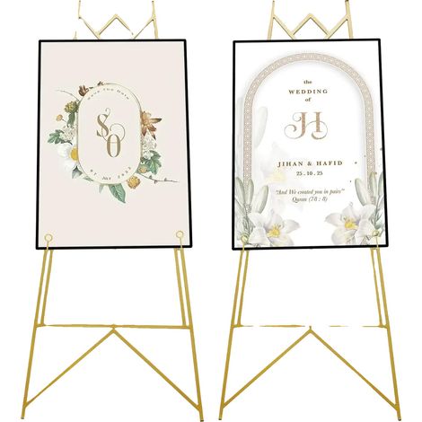 Caballete de suelo, altura regulable, soporte estable, talla M, color dorado. (1/2)