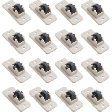 SABIR 16pcs Roulettes auto-adhésives Rouleaux en Plastique 4.7x2.4x1.7cm pour Armoire Tiroir Boîte de Rangement Meubles Poulie Roulettes Beige (1/5)