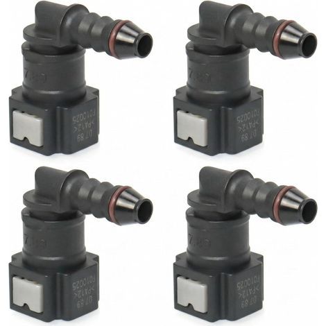 Lot de 4 Connecteur de Tuyau de Carburant de Voiture, Raccord durite essence, connecteur rapide à 90 degrés, plastique 7.89mm Connecteur ID6 (1/5)