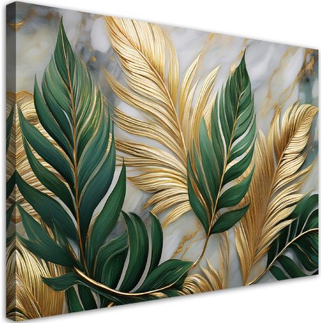 Tableau déco Feuilles botaniques Glamour Marble Gold 60x40