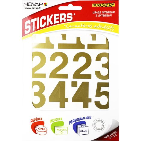 Chiffres autocollants 40mm Or NOVADHESIFS - 4371146